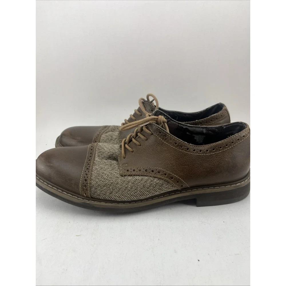 G.H. Bass & Co. Howie Men's Shoes 10.5M Brown Leather Tweed Oxford Dress Casual